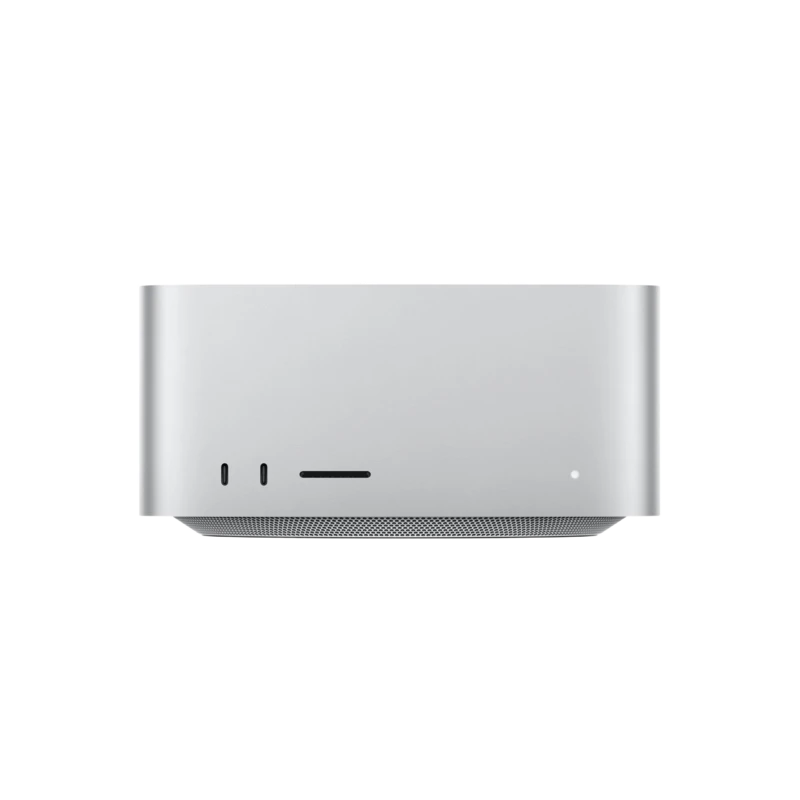 Compact silver Mac Studio desktop computer